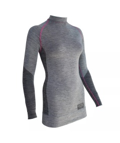 T-SHIRT DONNA LANA MANICA LUNGA WOOLTECH Silver Pink