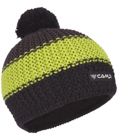 POM BEANIE Black-Lime-Grey